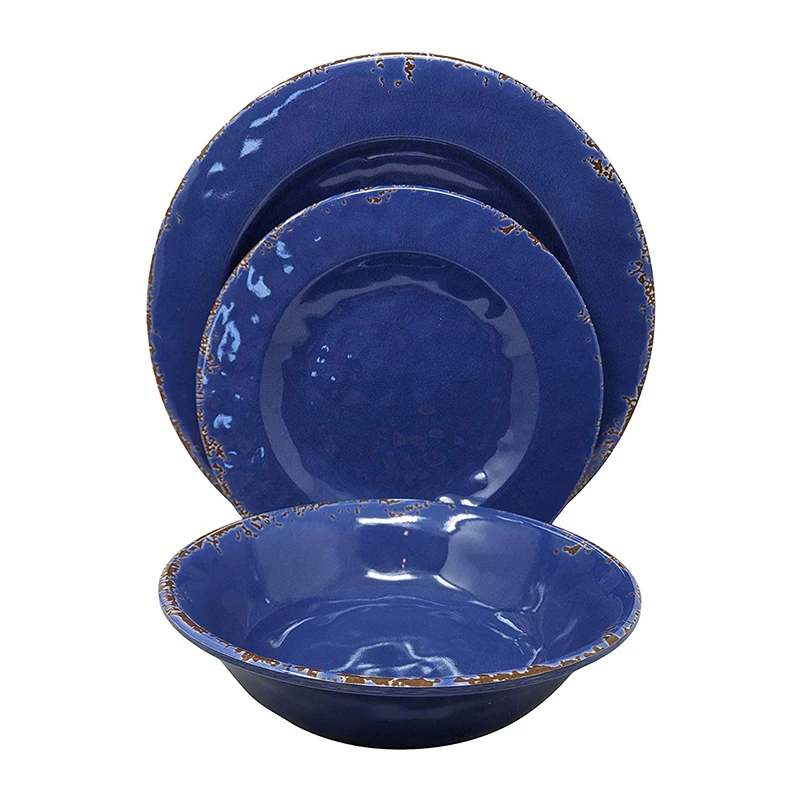 

Elegant Non-Toxic And Durable Plates Sets Dinnerware Dishwasher Safe Melamine Dishes For 4, Can be customized