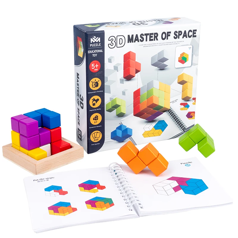 

XM010 3D Build Space Master Creative Building Blocks Wooden puzzle game toys Color building blocks Seven shapes