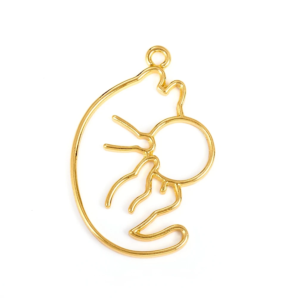 

PandaHall Cat Theme Pressed Flower Jewelry Open Back Bezel Pendants, Gold
