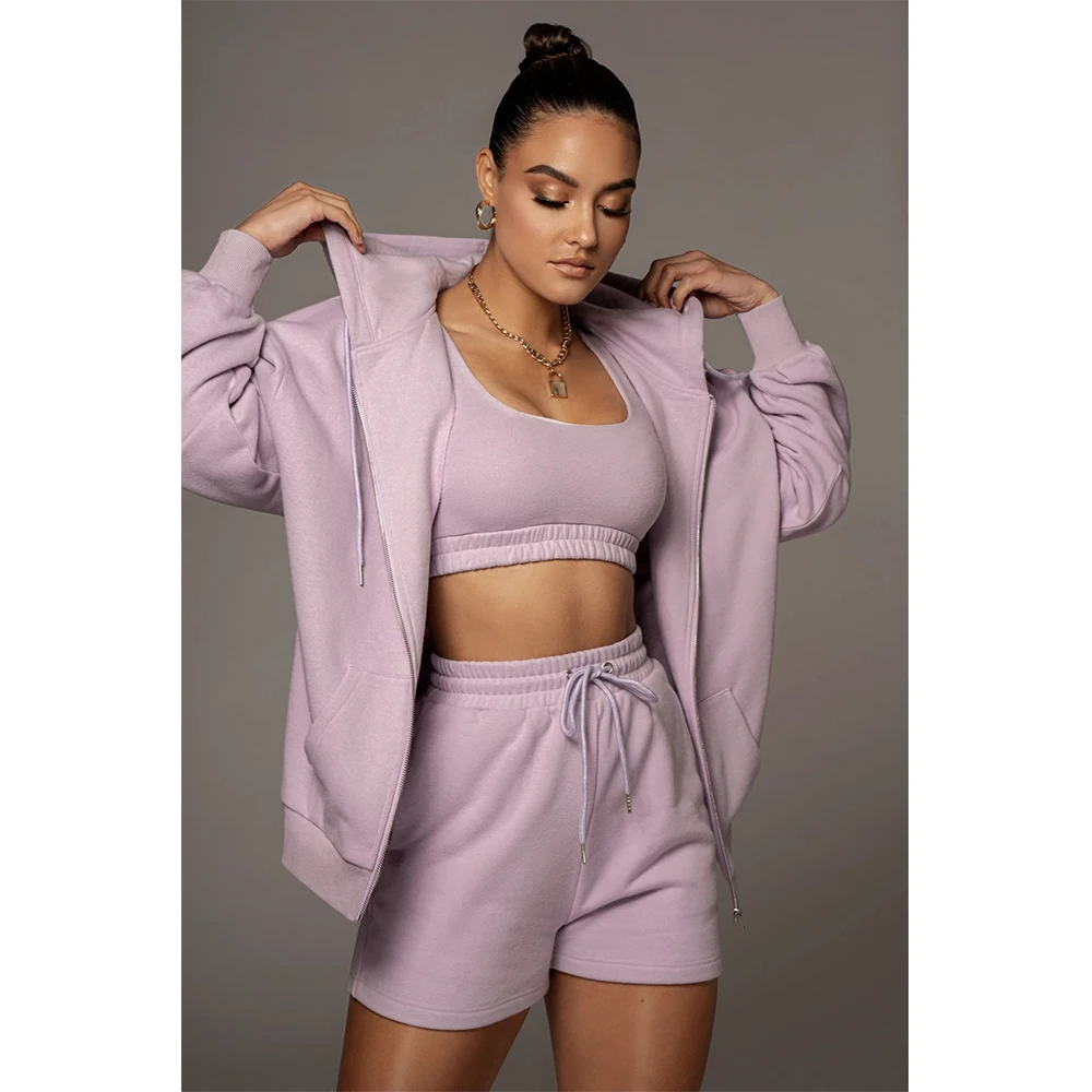 

Custom hoodie and shorts set women high quality tracksuit two piece pants set 3 piece women short set clothing, Customized color