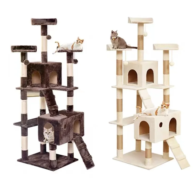 

Pet Furniture Luxury Cat Hammock Basket Entertainment Scratching Post Tower Flower Platform Floor to Ceiling 170cm Cat Tree, As pictures/ or customized