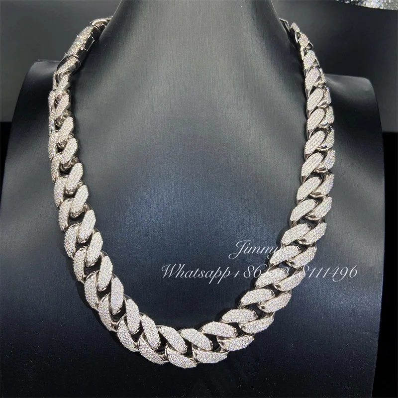 

2021 Customized 18mm Four Row Stone Width Heavy Iced Out Jewelry Bust Down Moissanite Diamonds Cuban Link