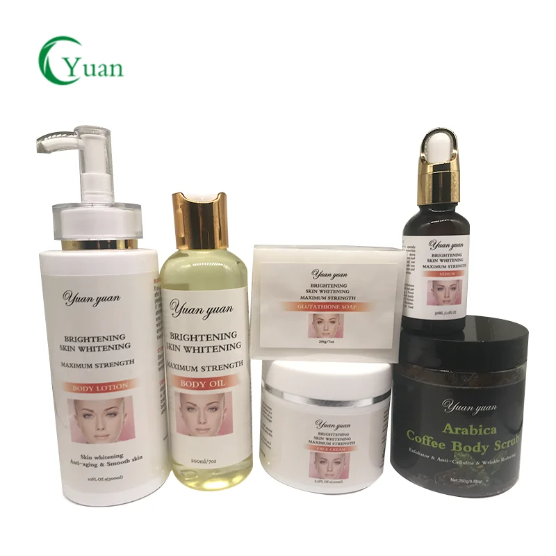 

Private label Luxury Blast booster Glutathione Brightening skin whitening set for dark skin whitening cream, White color