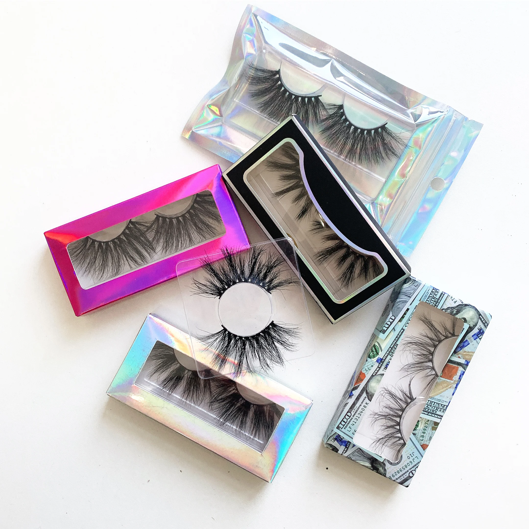 

lashes3d wholesale vendor 3d custom faux mink eyelashes with packaging box hand made full strip lashes, Black color