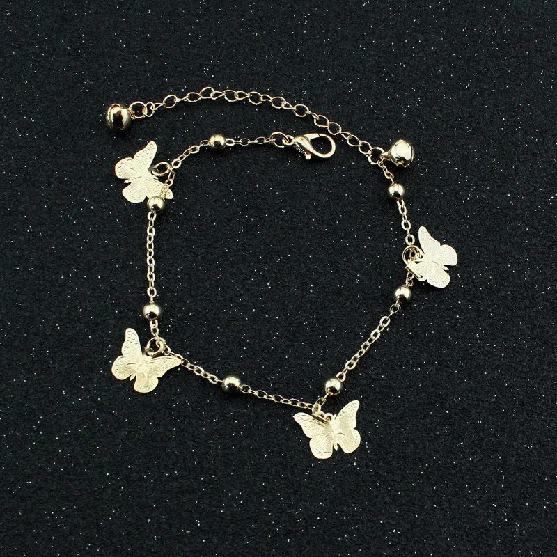 

Shangjie OEM tobillera Summer rose flower dragonfly butterfly leaf shell drill anklet bling anklets, Sliver