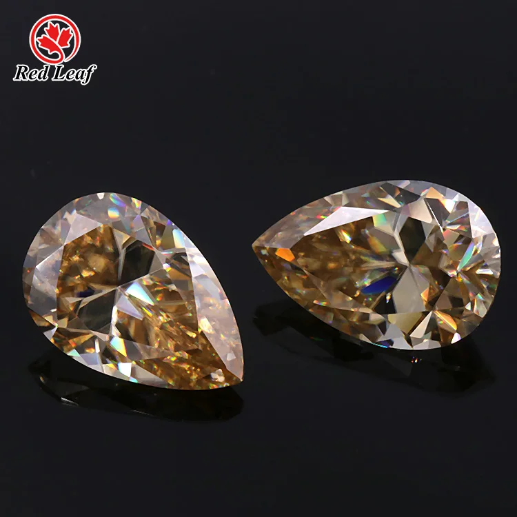 

Redleaf moissanite pear cut champagne color synthetic diamonds gra moissanite