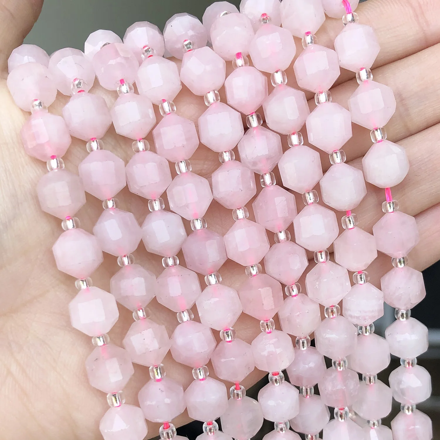 

Wholesale 8MM Faceted Olive Shape Light Pink Crystal Rose Quartz Stone Beads For DIY Jewelry Making