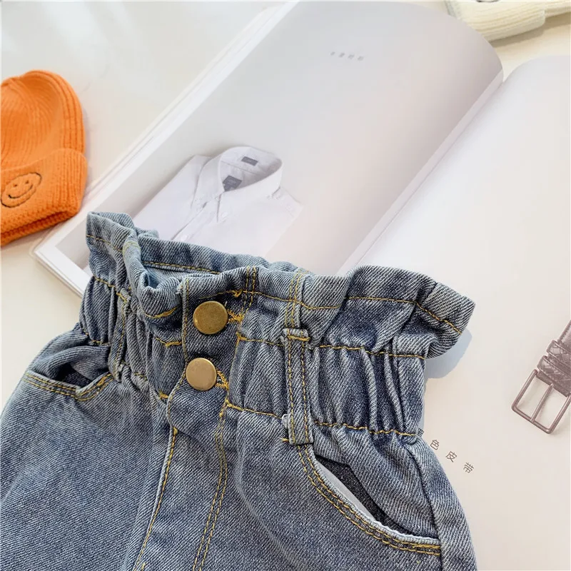Korea Style Baby Girls Jeans Pants 2y-6y High Waist Kids Clothes Cotton ...