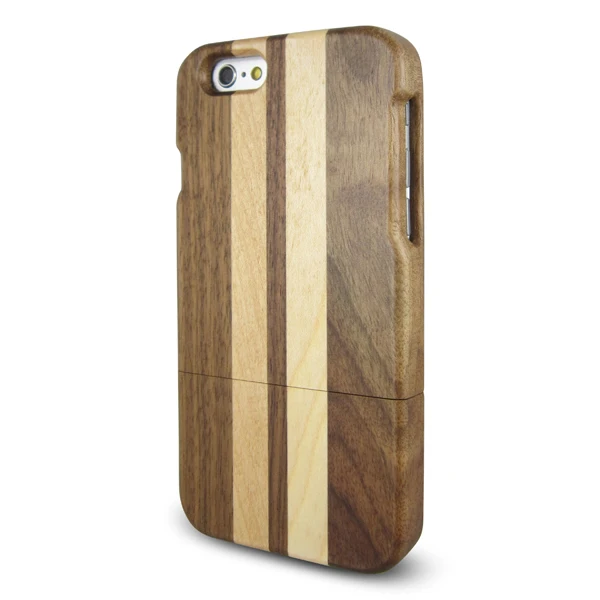 

Custom wooden case black walnut maple back cover wood case for Iphone 6 card buckle up and down wooden phone cases