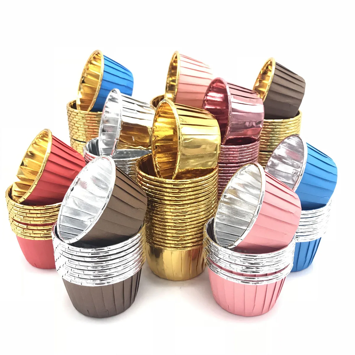 

Double-sided gold rimmed paper cups heat resistant roll-up baking cake mold muffin cups, Metallic