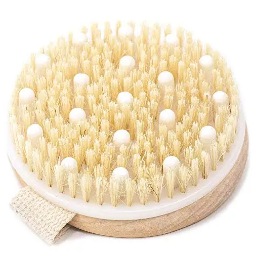 

Wholesale custom dry massage brush dry skin Wooden bath body brush with Massage Nodes, Natural color