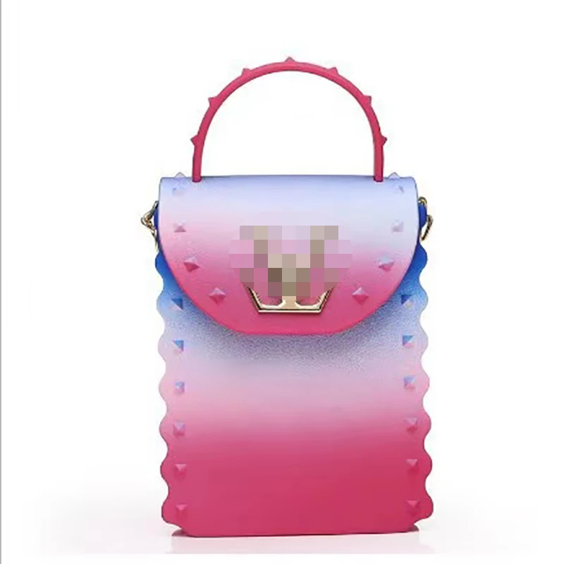 

New in 2021mini jelly bag rainbow gradient PVC mobile phone bag chain messenger bag Stock Fast Dispatch