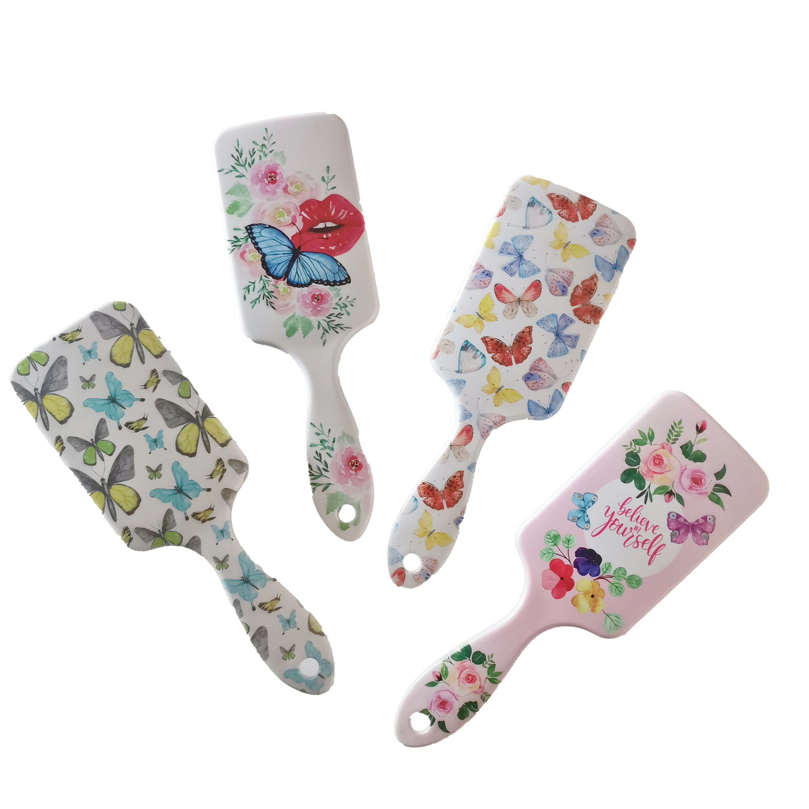 

New Design Butterfly Vintage Design Cushion Hairbrush with Logo Elegant Hairdressing Hairbrush ABS Comfortable Plastic Hairbrush, Customized color