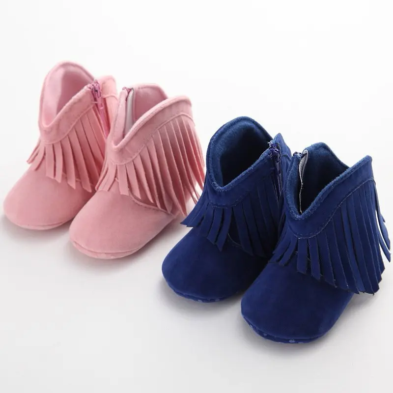 

Baby Shoes Boots Newborn Infant Baby Boy Girl Soft Sole Boots Tassels Moccasins Crib Solid Shoes 0-18M