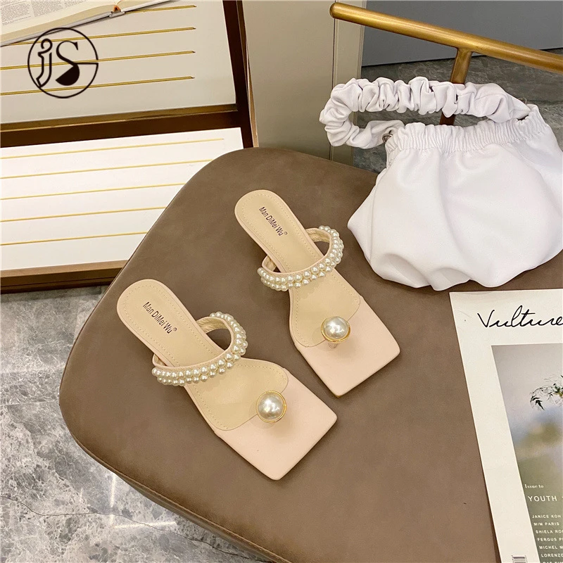 

Slippers for women girls summer slippers slider pearl decoration fancy slippers for girls shoes for women, Picture