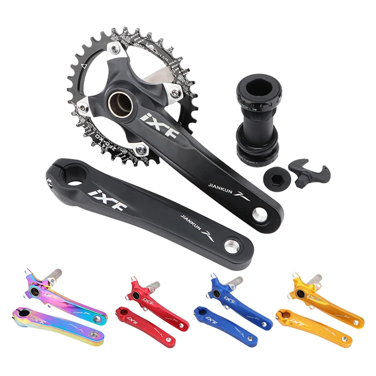 

IXF Bicycle Crank & Chainwheel 32 34 36 38T 170mm 104 BCD MTB Crankset with Chainrings Bike Parts, Black/red/blue/purple/gold/silver/rainbow