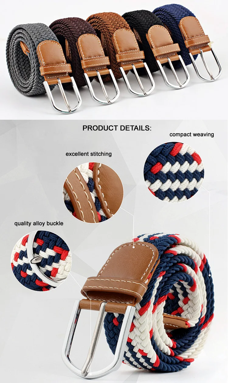Silky Toes Canvas Elastic Fabric Woven Stretch Multicolored Braided Belts For Men and Woman 