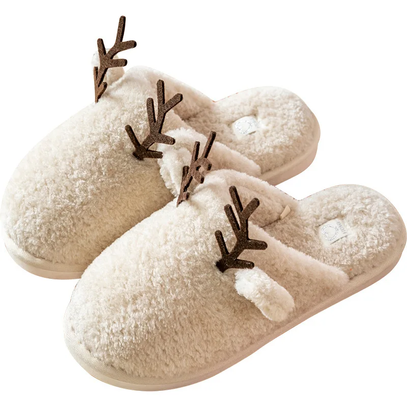 

Cotton Slippers for Female and Male Couple Fabric Plush Winter Non-Slip Floor Home Warm Home Indoor Slippers, 5 colors