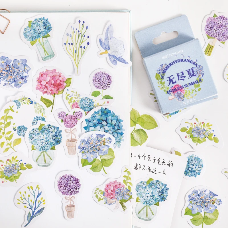 

1 design 46 pcs / set stickers plant flower hydrangeas summer decoration stickers pack for Kraft Scrap Book JIUMO