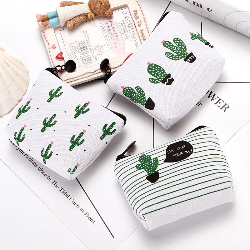 

MSYO Fashion Accessories PU Cartoon Plant Cactus Kids Canvas Bag Key Storage Coin Bag
