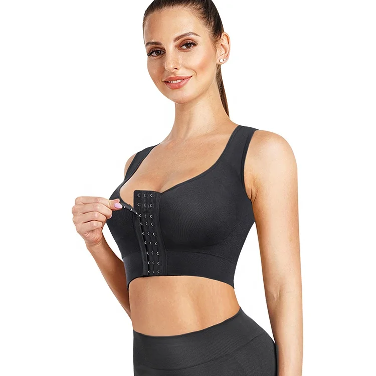 

Seamless comfortable Women Postoperative bra Post Surgery Recovery Support Wireless Bras, Black