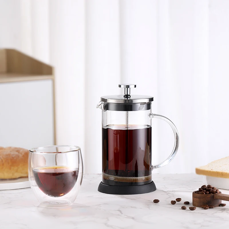 

French Press Coffee Maker Pot 350ml Plunger Custom Logo Camping Travel Classic Glass Tea Maker Coffee French Press