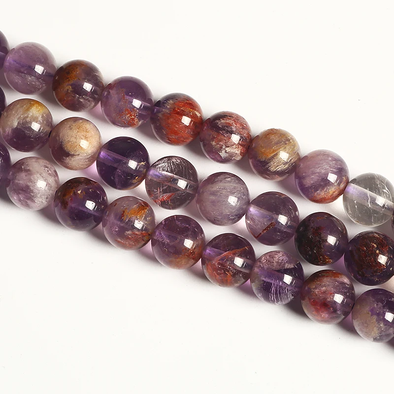 

Wholesale Natural Stone Beads Purple Ghost Crystal Round Loose Beads for Jewelry Diy Making, Pciture