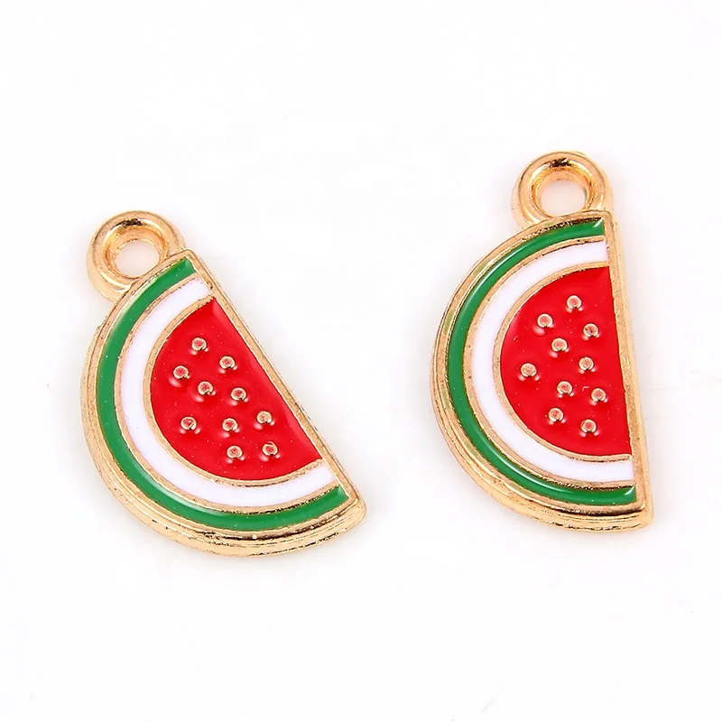 

New Red Enamel Fruit Watermelon Pendant Charms Beads For Woman Girl DIY Bracelet Necklace Gift Jewelry Making Accessories