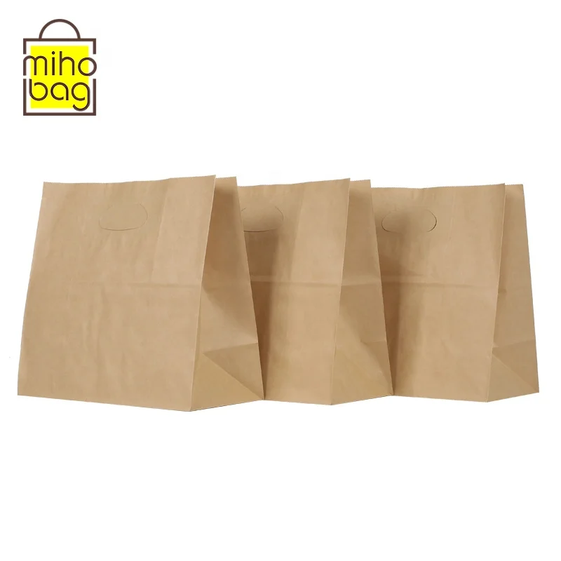 Ecofriendly Kraft Paper Food Packaging Bag With Die Cut Handle For