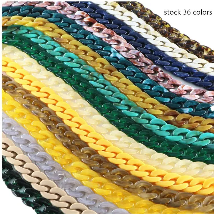 

2020 wholesale stock newest 40 colors custom length resin acrylic decorative bag chains acrylic bag handle, Sotck more than 40