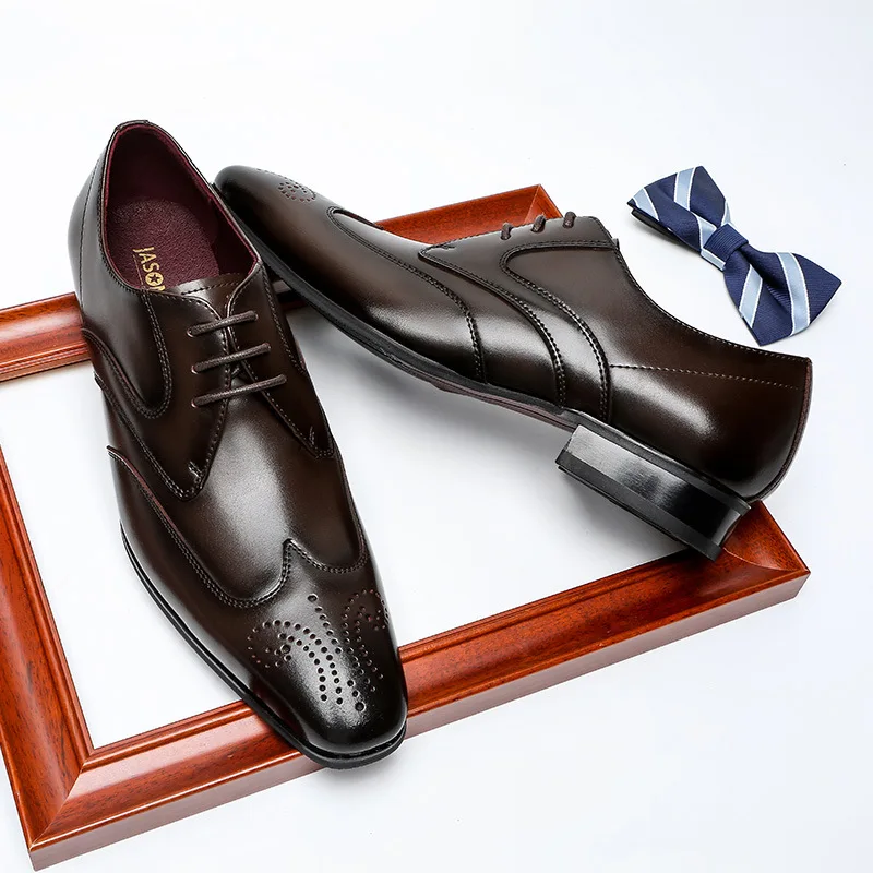 

All seasons cheap big size fashion official men's dress shoe, Black brown