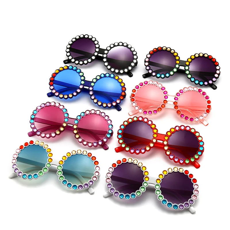 

New Colorful Diamond Round Children Sunglasses Fashion Cartoon Personality Sunglasses Wholesale