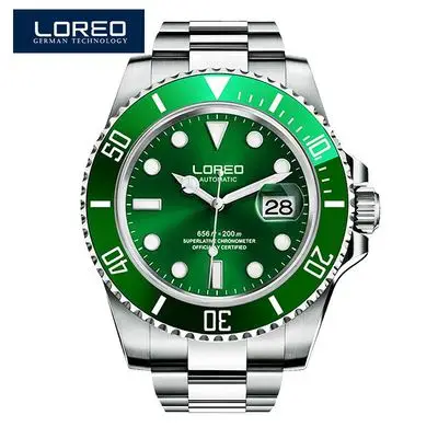 

LOREO 9201-1 Automatic Mechanical WristWatch Luxury Brand Stainless Steel 200m Waterproof Mechanical Watch