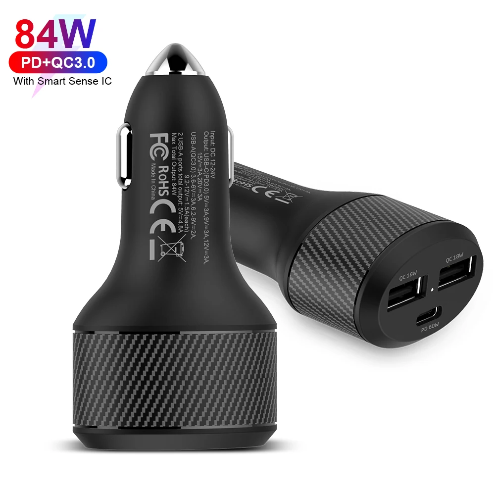 Urvns 2021 Best Selling 65w 100w 108w Usb Pd Fast Charging Car Charger