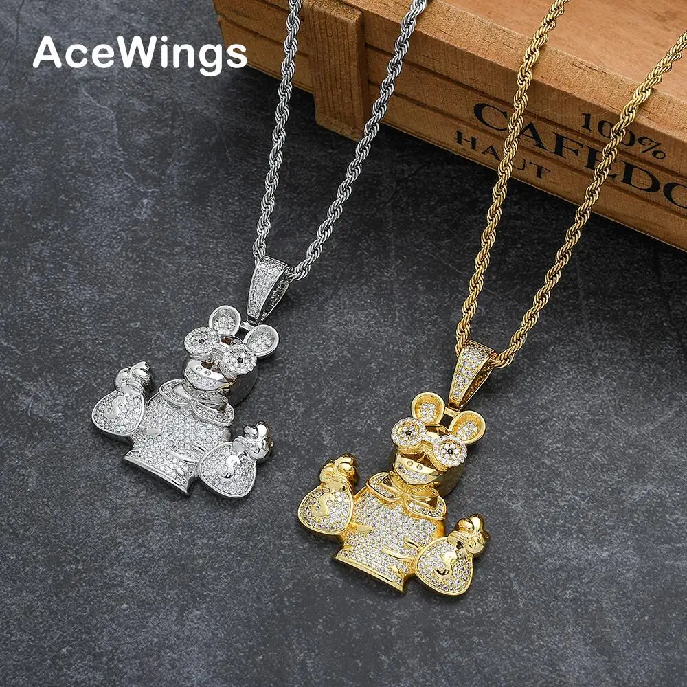 CN348  Brass Setting CZ  pendants Hip Hop Necklace Bling bling Jewelry