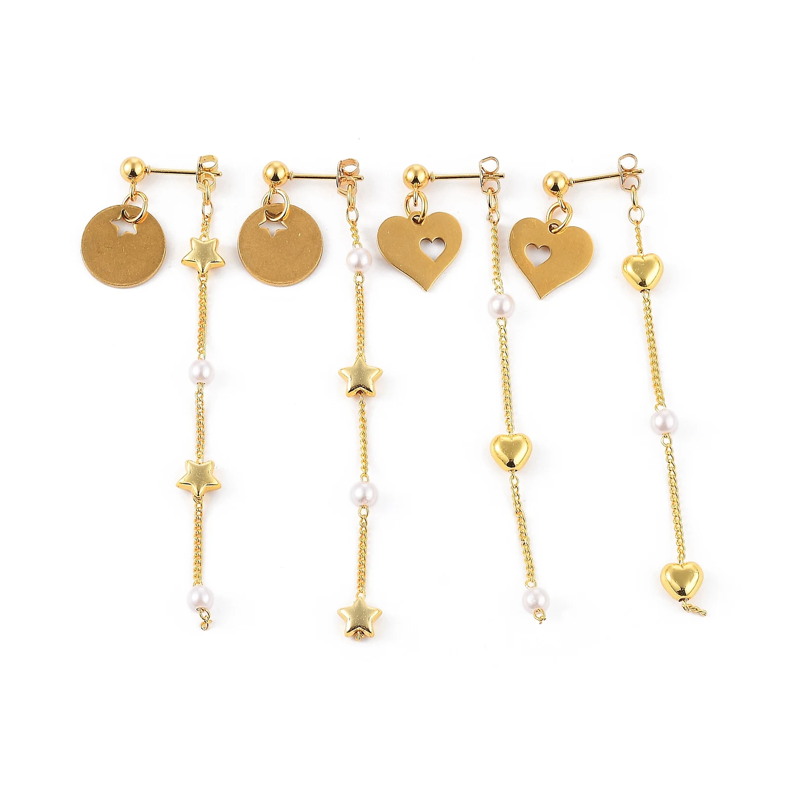 

PandaHall 304 Stainless Steel CCB Pearl Dangle Stud Earrings Sets