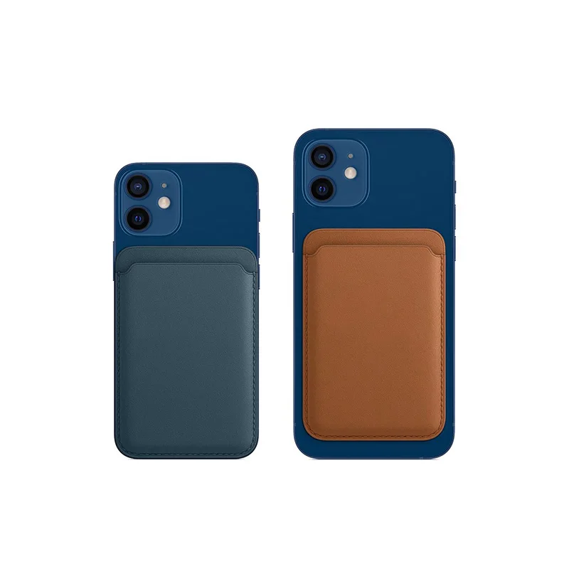 

2021 Custom Logo Strong Magnets RFID Slim Leather Phone Credit Card Holder Wallet for Phone 12