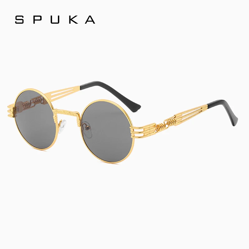 

SPUKA Steampunk Fashion Round Sunglasses Men Women Metal UV Sun Glasses Shades Vendor 8010, Picture