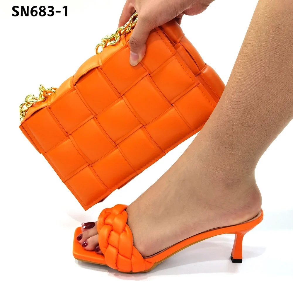 

PU leather Teal Italian shoes Matching bag set 2019 stones high heel shoes