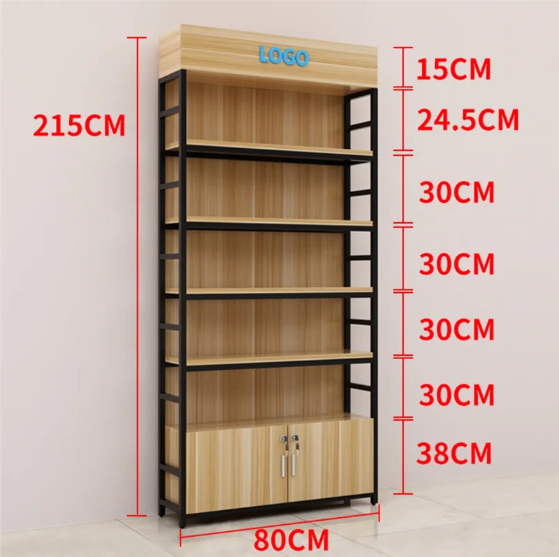 Wood Floor Skincare Shelves Wooden Storge Stand Metal Cosmetic Display ...