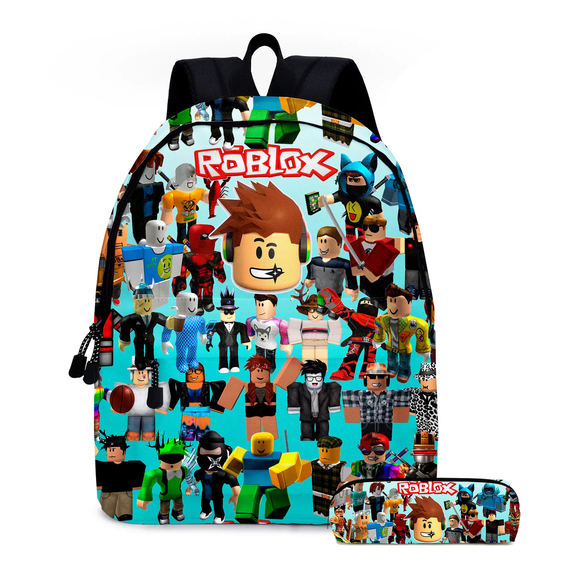 

Primary School Student Children'S Cartoon Anime Geometric Ro blox Black Boy Backpack Bag For School College 3 In 1 School Bags, Customized color