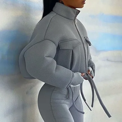 

2021 New Arrival Waist with tie winter bike jacket short women's jackets coat