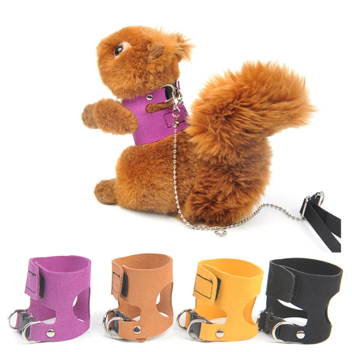 

Small Pet Squirrel Harness Pu Adjustable Vest Harness Set Guinea Pig Harness Small Rabbit Outdoor Accessories, Picture