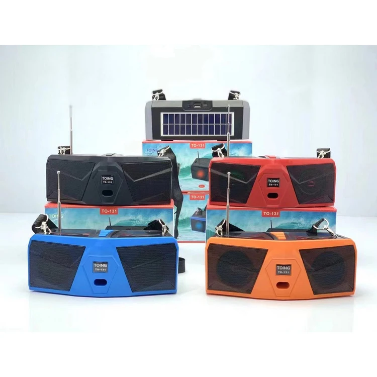 

TO-131 New Solar energy Speakers Small Plastic Speaker With Straps, Black/red/blue/orange