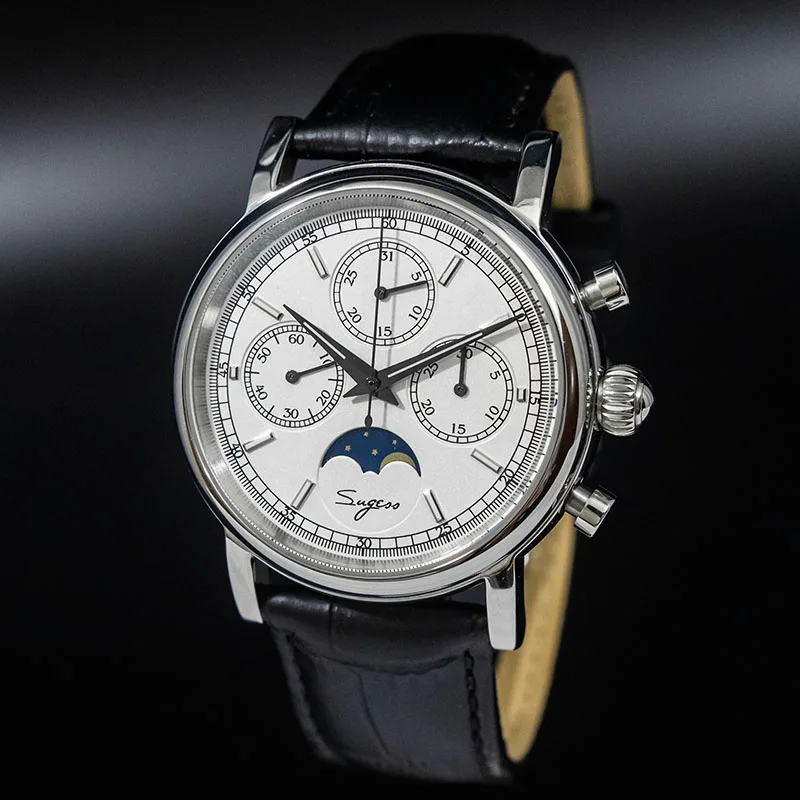 

Sport Luminous Hand Calendar Chronograph Watch Men ST1908 Movement Moon Phase Clock Pilot Men's Mechanical Watches 5ATM