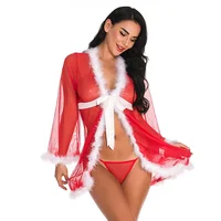 

Latest Design Lace-Up Mesh Spice Red Christmas Women'S Clothing Sexy Babydoll Lingerie Sexy Femme