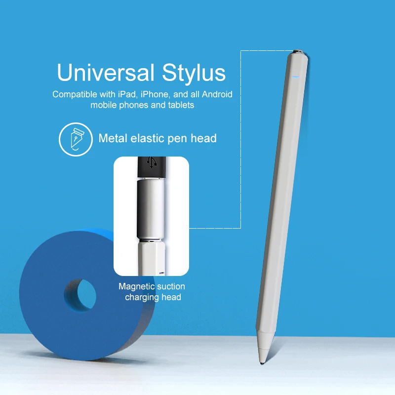 

Mobile Phone And Tablet Metal Pen Stylus With Usb Charging Cable For Touch Screen Devices, White/black