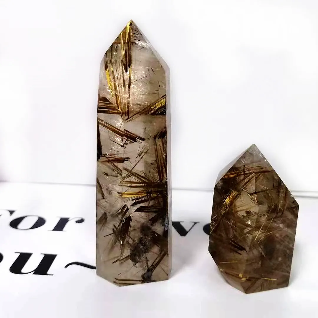 

New high grade natural polished rutlie points quartz crystal tower wand for crystal gifts