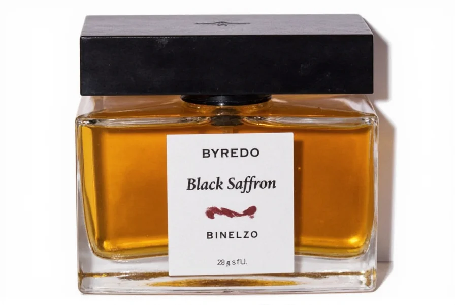 Byredo Black Saffron fragrance notes diagram showing top heart and base notes