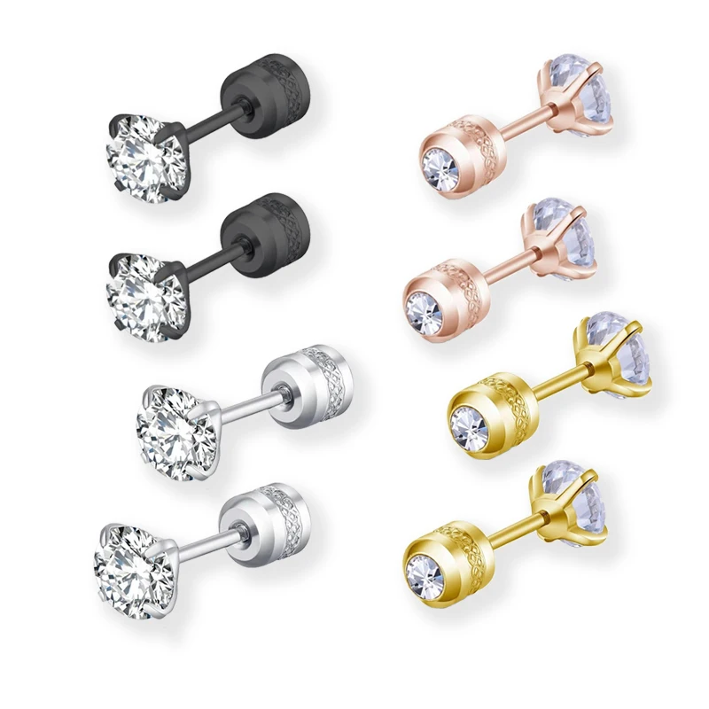 

Fashion Jewelry Stainless Steel Earring Zircon Diamond Men Earrings Women stud earring, As photos